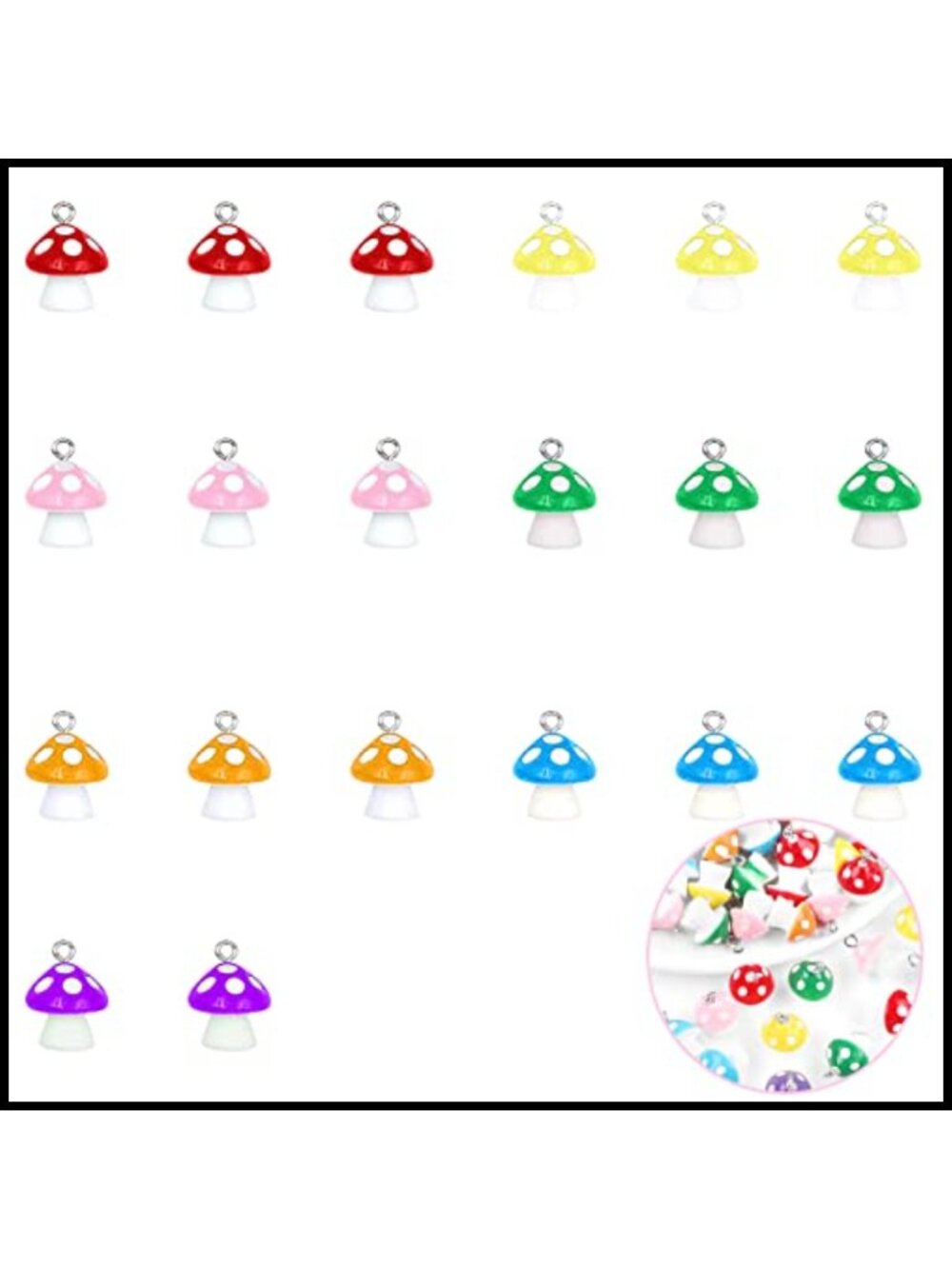Resin Mushroom Charms 20 Pcs DIY Jewelry Making Pendants Necklace Bracelet